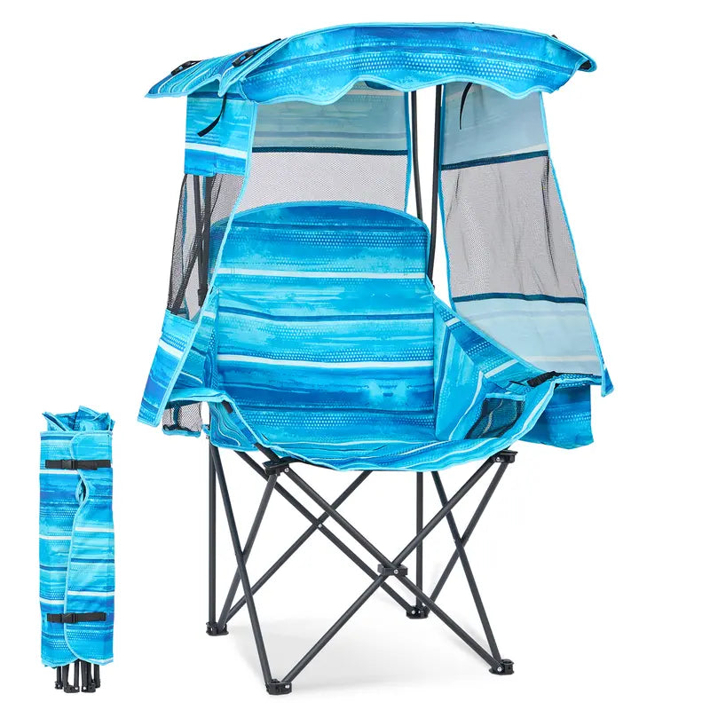 💥Factory Direct Sell💥 XXL Double Camping Chair 🪑 Padded Loveseat w/ Shade Canopy 🌿 Outdoor Lounge