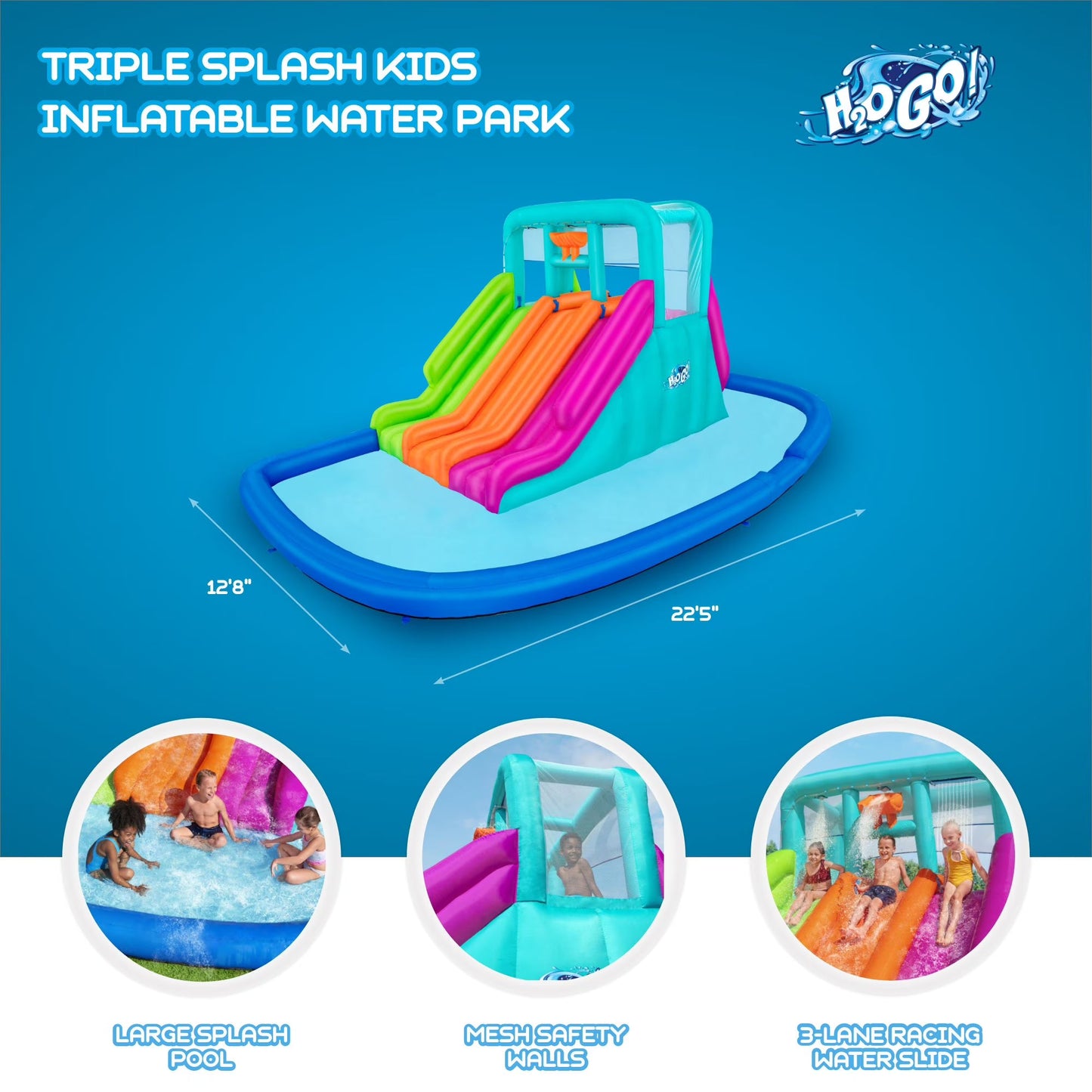 📦📦 Factory direct salese🌊 Triple Splash Course Inflatable Mega Water Park with Air Blower 🌞