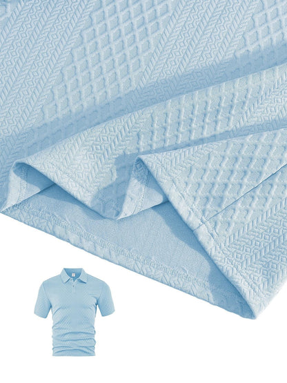 🎁New Arrivals🔥Men's Solid Polo Shirt & Drawstring Waist Shorts Set, Cozy Breathable Two-piece Outfits
