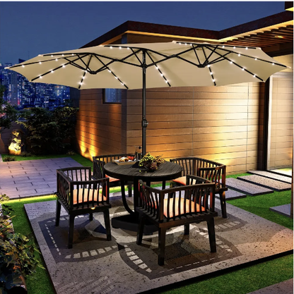 🎯 CLEARANCE: 15ft Double-Sided Solar LED Umbrella for Pool/Patio 🛒