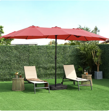 🎯 CLEARANCE: 15ft Double-Sided Solar LED Umbrella for Pool/Patio 🛒
