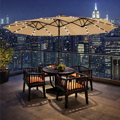 🎯 CLEARANCE: 15ft Double-Sided Solar LED Umbrella for Pool/Patio 🛒