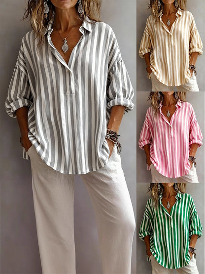 🎁New Arrivals🔥Casual Classic Striped Cotton Linen Blouse