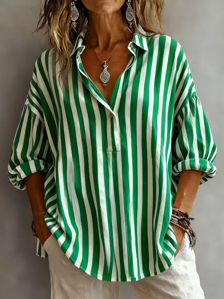 🎁New Arrivals🔥Casual Classic Striped Cotton Linen Blouse