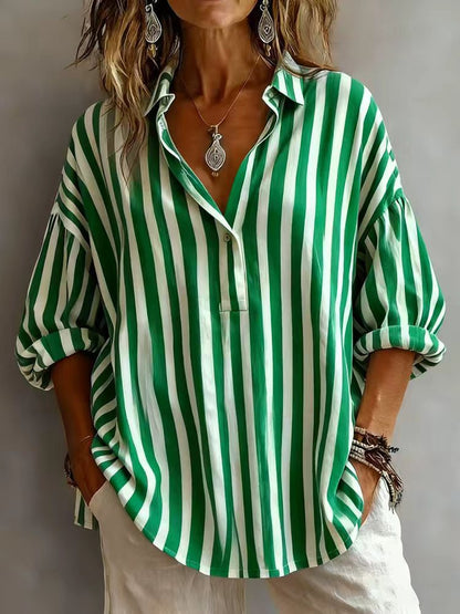 🎁New Arrivals🔥Casual Classic Striped Cotton Linen Blouse