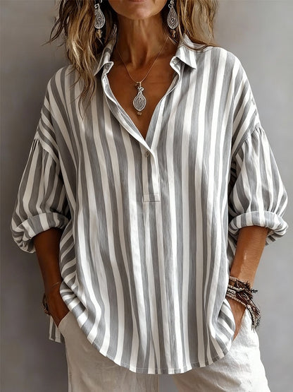 🎁New Arrivals🔥Casual Classic Striped Cotton Linen Blouse