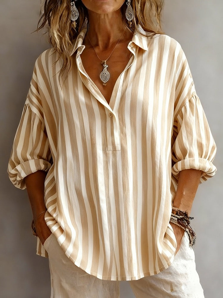 🎁New Arrivals🔥Casual Classic Striped Cotton Linen Blouse