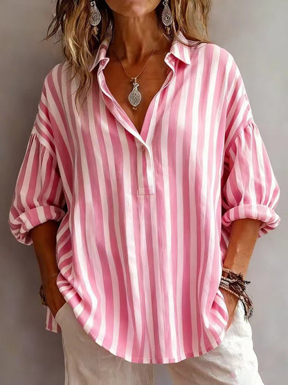 🎁New Arrivals🔥Casual Classic Striped Cotton Linen Blouse
