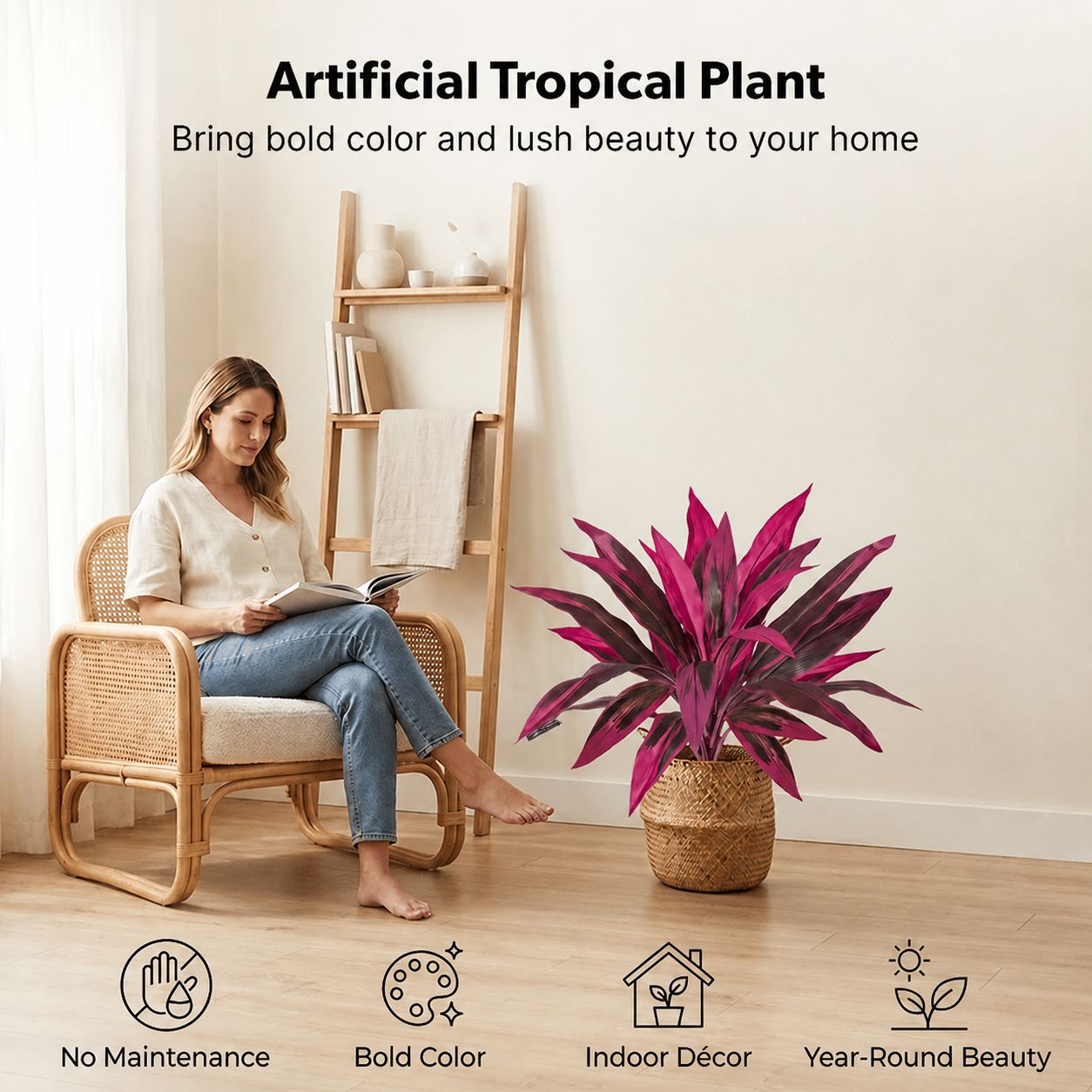 💚💚 Last Day 60% OFF - Artificial Boston Fern & Dragon's Blood Tree Plants