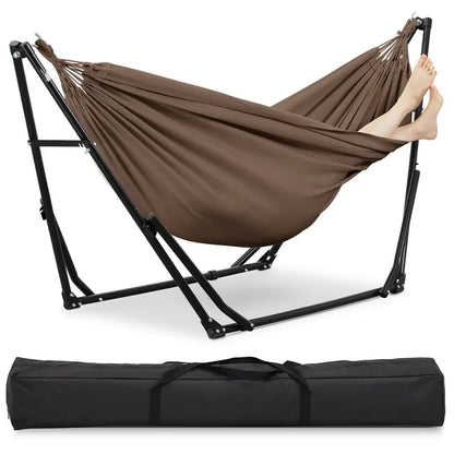 💥Factory Direct Sell💥Double Fabric Hammock Chair 🪑 w/ Stand 🌿 Easy Setup & Portable Design 💪