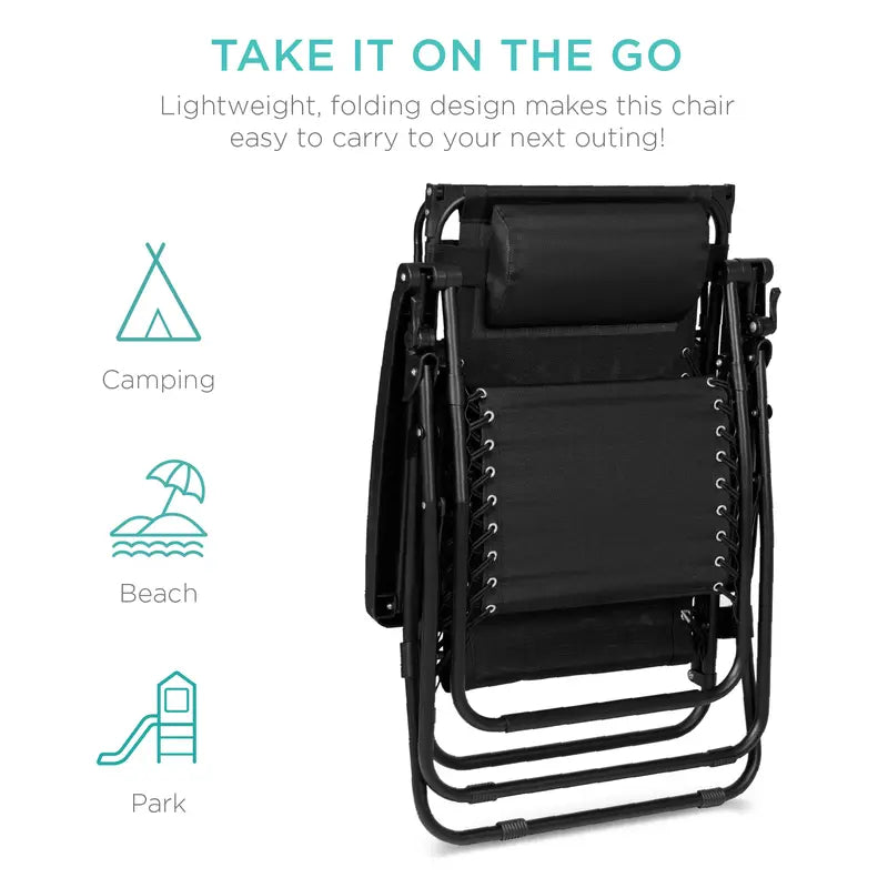 💥Factory Direct Sell💥Folding Zero Gravity Chair 🪑 w/ Canopy & Tray ☀️ Outdoor Lounge