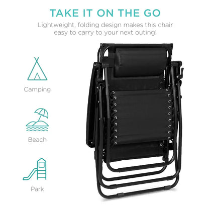 💥Factory Direct Sell💥Folding Zero Gravity Chair 🪑 w/ Canopy & Tray ☀️ Outdoor Lounge