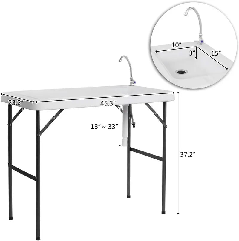 💥Factory Direct Sell💥 Folding Fish Cleaning Table 🪣 Stainless Steel Sink 🚿 Portable Outdoor Prep Station