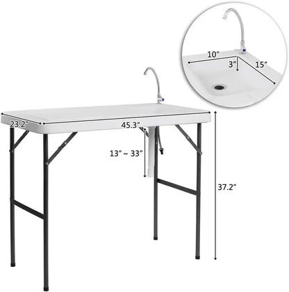 💥Factory Direct Sell💥 Folding Fish Cleaning Table 🪣 Stainless Steel Sink 🚿 Portable Outdoor Prep Station