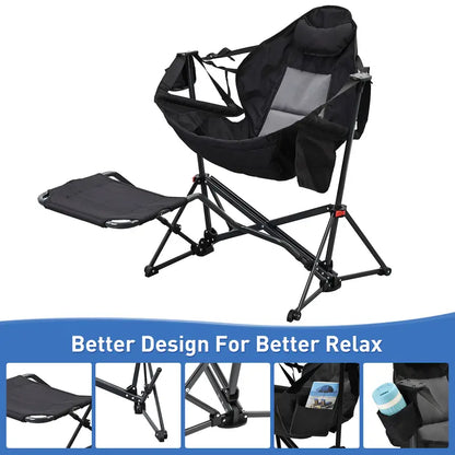 💥Factory Direct Sell💥 Hammock Camping Chair 🪑 Swing & Rocking w/ Footrest 💪 450LBS Capacity