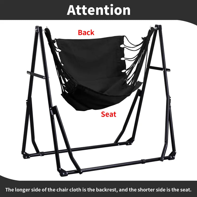 💥Factory Direct Sell💥Double Fabric Hammock Chair 🪑 w/ Stand 🌿 Easy Setup & Portable Design 💪