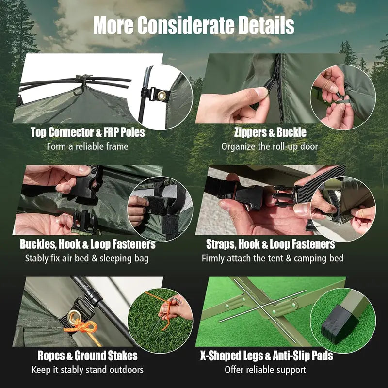 💥Factory Direct Sell💥5-in-1 Camping Tent Cot 🏕️ Air Mattress + Sleeping Bag + Pillow 🛏️ Outdoor Combo