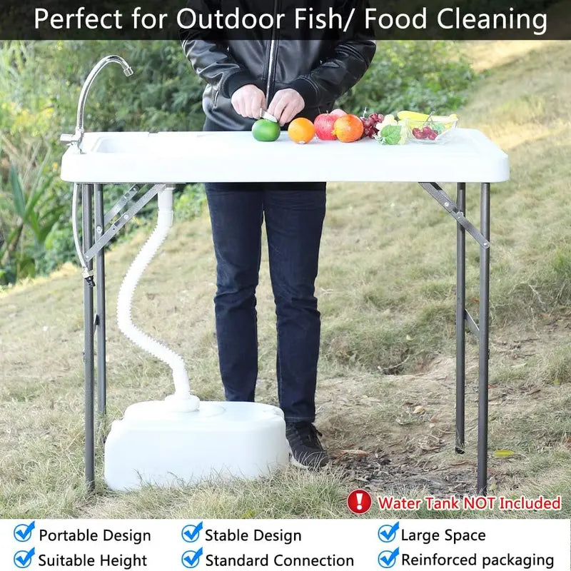 💥Factory Direct Sell💥 Folding Fish Cleaning Table 🪣 Stainless Steel Sink 🚿 Portable Outdoor Prep Station