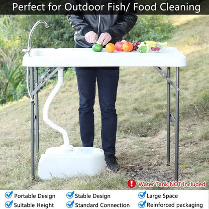 💥Factory Direct Sell💥 Folding Fish Cleaning Table 🪣 Stainless Steel Sink 🚿 Portable Outdoor Prep Station