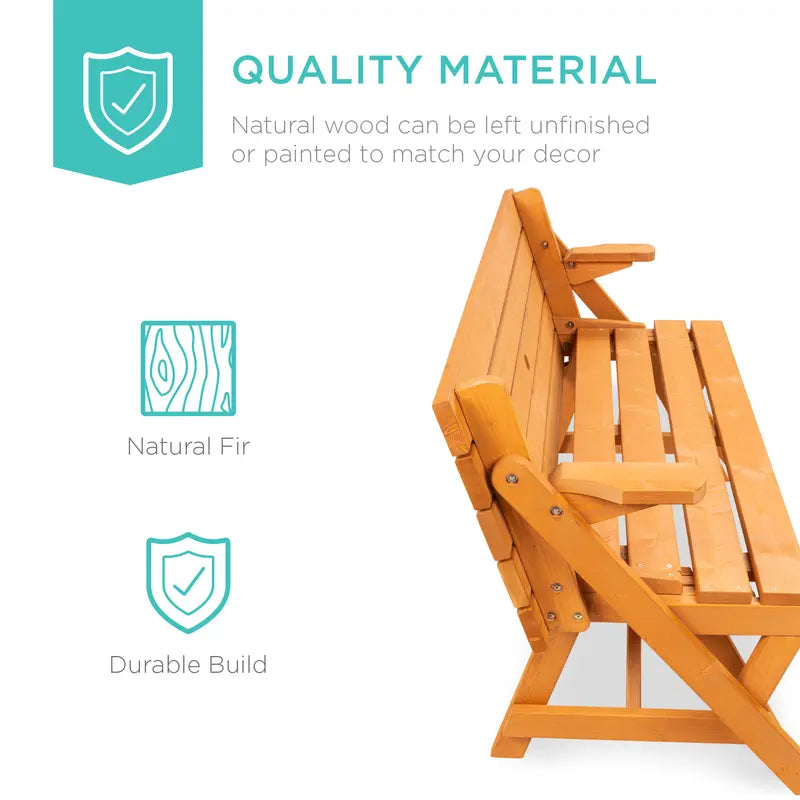 💥Factory Direct Sell💥 2-in-1 Wooden Picnic Table 🪑 Bench Convertible Design ⛱️ w/ Umbrella Hole