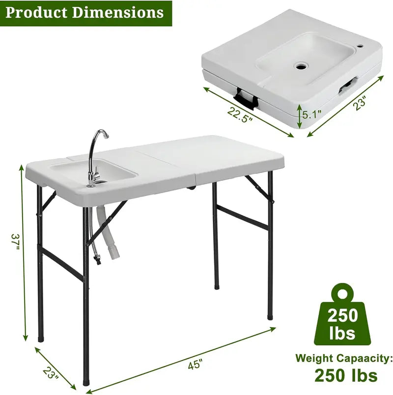 💥Factory Direct Sell💥 Folding Fish Cleaning Table 🪣 Stainless Steel Sink 🚿 Portable Outdoor Prep Station