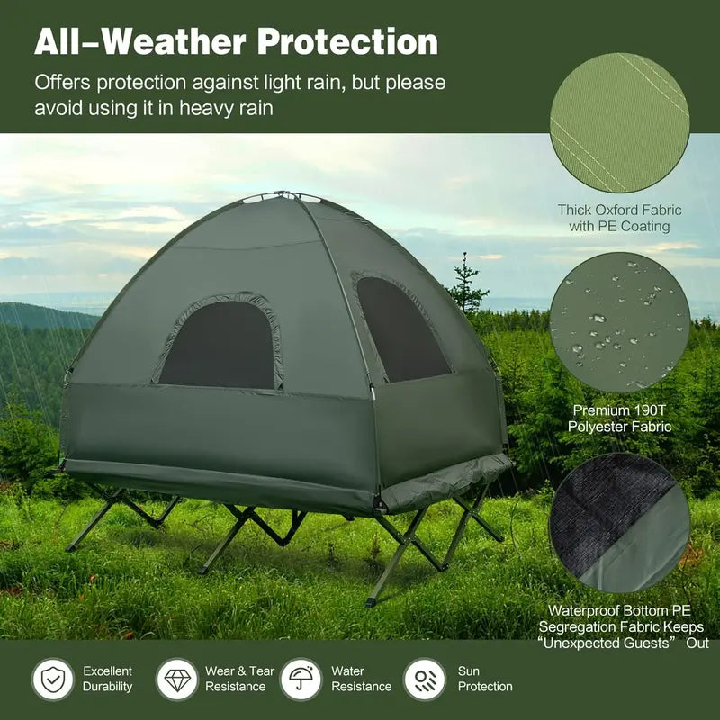 💥Factory Direct Sell💥5-in-1 Camping Tent Cot 🏕️ Air Mattress + Sleeping Bag + Pillow 🛏️ Outdoor Combo