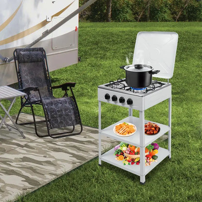 💥Factory Direct Sell💥4 Burner Gas Stove 🔥 Portable Outdoor Cooktop 🍳 NG/LPG Ready 🏕️obs Manual Ignition for RV Travel Emergency Preparedness Family Use