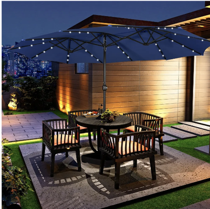 🎯 CLEARANCE: 15ft Double-Sided Solar LED Umbrella for Pool/Patio 🛒