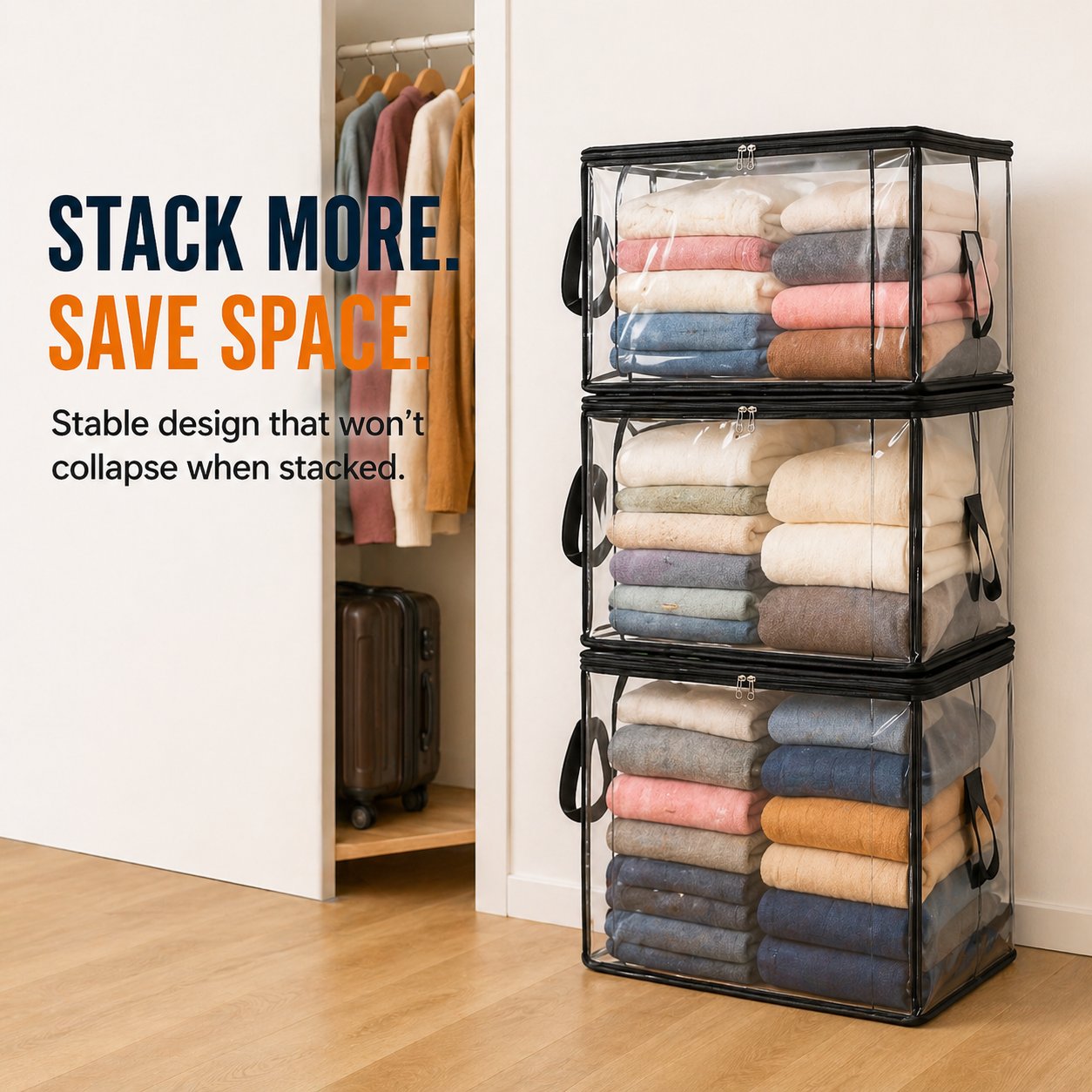 💚💚Large Clear Storage Box with Hinged Lid – Heavy-Duty High Capacity Organizer