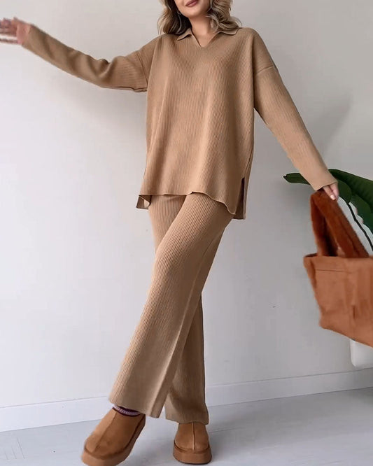 🎁New Arrivals🔥V-neck casual slit knitted two-piece set