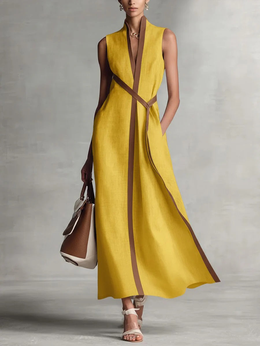 🎁New Arrivals🔥 Women's Stand-up Collar Sleeveless Casual Loose Cotton and Linen Dress