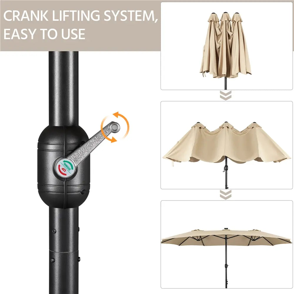 🎯 CLEARANCE: 15ft Double-Sided Solar LED Umbrella for Pool/Patio 🛒