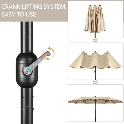 🎯 CLEARANCE: 15ft Double-Sided Solar LED Umbrella for Pool/Patio 🛒