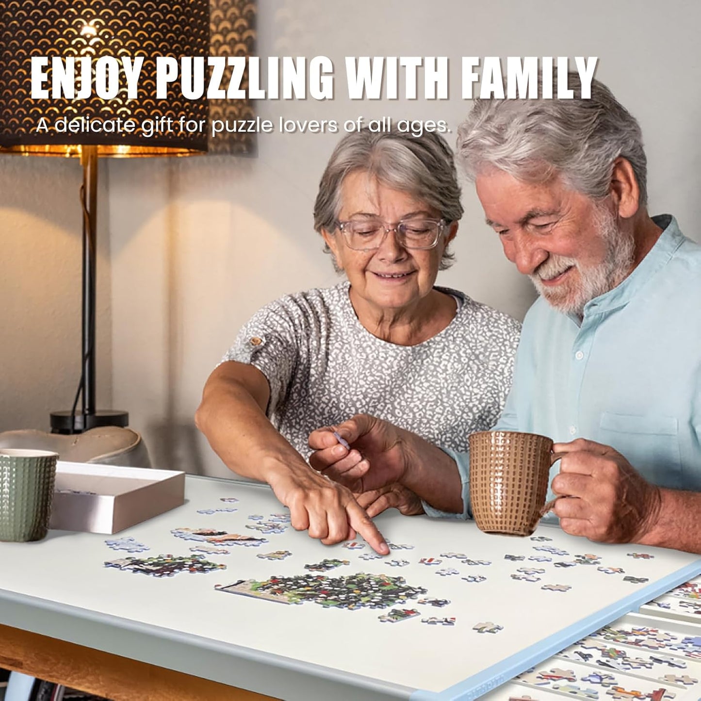 🎁Rotating Puzzle Board with Drawers and Cover,Tilt&Lazy Susan💥Buy 2 Get 2 Free