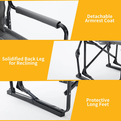 💥Factory Direct Sell💥Folding Camping Rocker Chair 🪑 Extra Wide Comfort 🌿 Padded High Back 💪