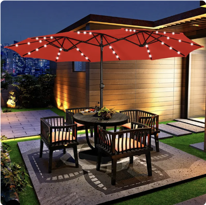 🎯 CLEARANCE: 15ft Double-Sided Solar LED Umbrella for Pool/Patio 🛒
