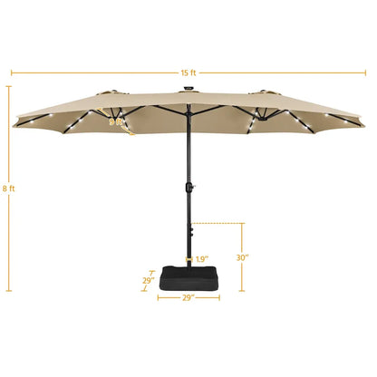 🎯 CLEARANCE: 15ft Double-Sided Solar LED Umbrella for Pool/Patio 🛒