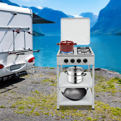 💥Factory Direct Sell💥4 Burner Gas Stove 🔥 Portable Outdoor Cooktop 🍳 NG/LPG Ready 🏕️obs Manual Ignition for RV Travel Emergency Preparedness Family Use