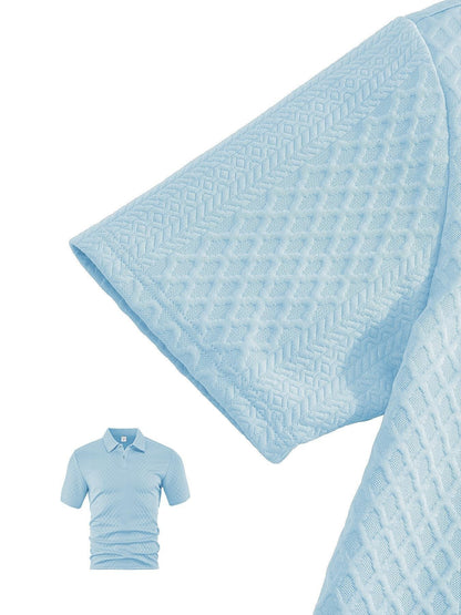 🎁New Arrivals🔥Men's Solid Polo Shirt & Drawstring Waist Shorts Set, Cozy Breathable Two-piece Outfits