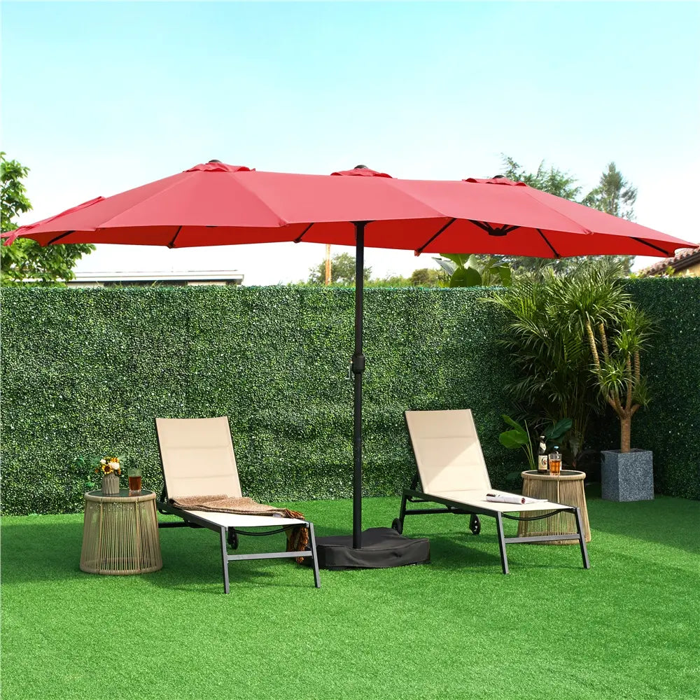 🎯 CLEARANCE: 15ft Double-Sided Solar LED Umbrella for Pool/Patio 🛒