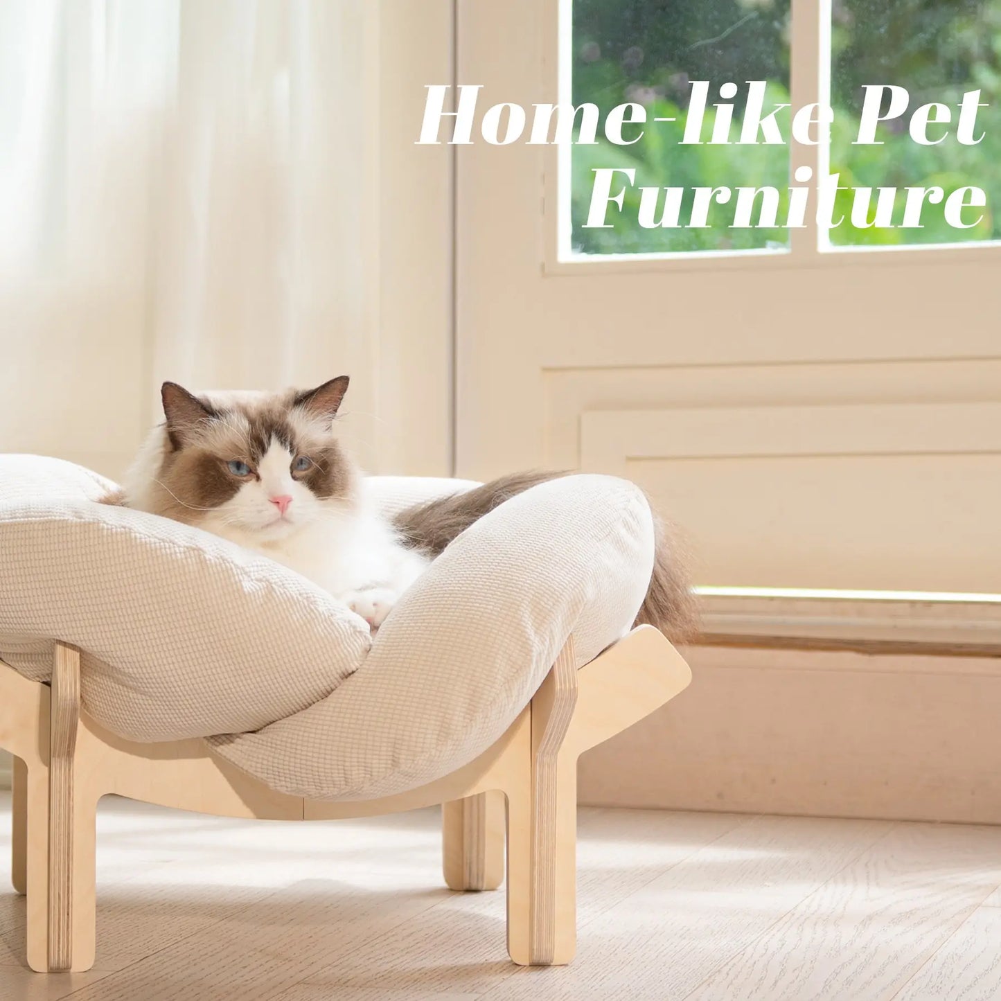 🐱 CLEARANCE: Elevated Wooden Cat Bed w/Cushion   Large   🏭 Factory Direct ✨