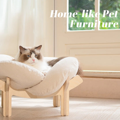 🐱 CLEARANCE: Elevated Wooden Cat Bed w/Cushion   Large   🏭 Factory Direct ✨