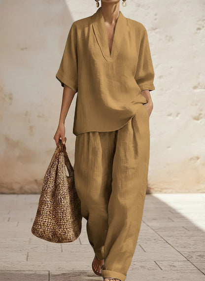 🎁New Arrivals🔥 Women's Casual Cozy Minimalist Linen Two-piece Set