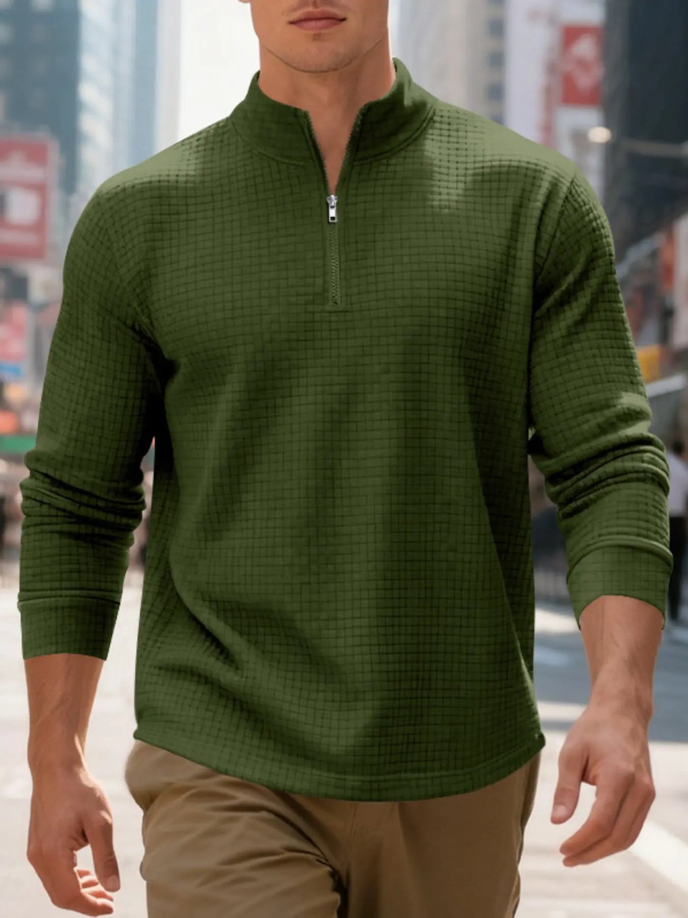 💝💝Men's Regular Fit Plain Half Zip Up Sweatshirt, Casual Long Sleeve Pullover for Spring & Fall, Fashion Men's Clothes for Daily Wear