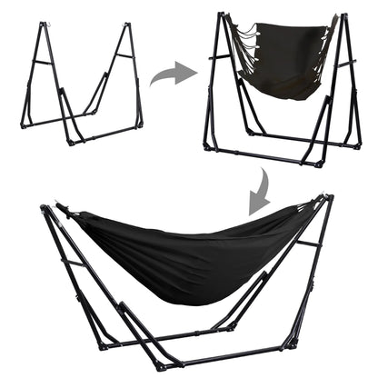💥Factory Direct Sell💥Double Fabric Hammock Chair 🪑 w/ Stand 🌿 Easy Setup & Portable Design 💪