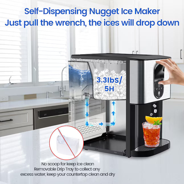 💥Factory Direct Sell💥 Nugget Ice Maker ❄️✨ 44 lbs/Day Self-Dispensing Ice 🧊