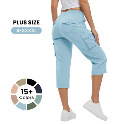 💝💝Womens Lightweight Capris Hiking Pants 6 Pockets Quick Dry Cargo Outdoor Trip Loose Shorts COMFY  MOMS OVER 30