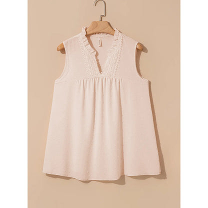 💝💝EVALESS Women's Tank Top Lace Casual V Neck Elegant Swiss Dot Smocked Sleeveless T Shirts Tops 2026 Womenswear Fashion Outfits SummerVibes
