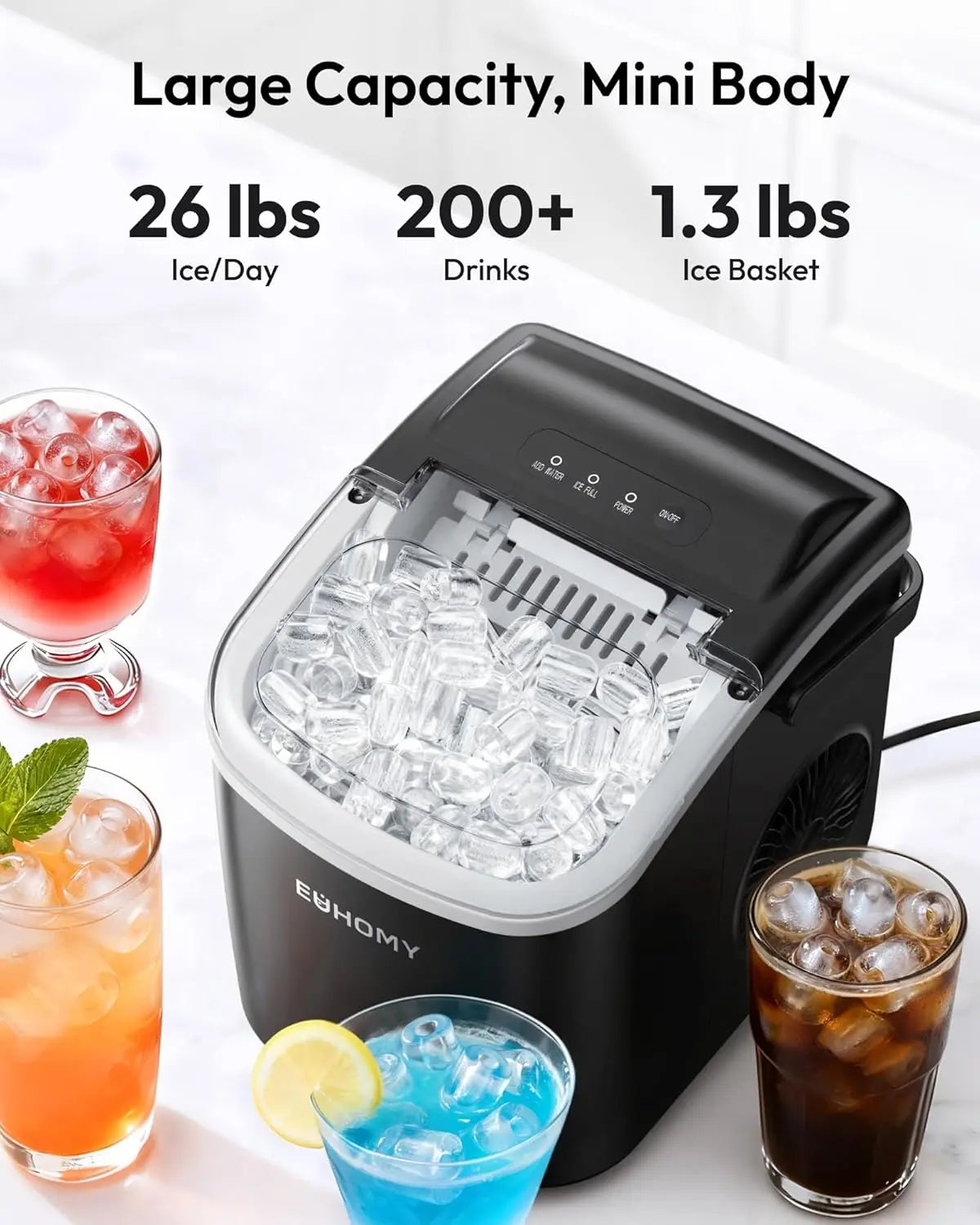 🎯🎯CLEARANCE OUTLET Countertop Ice Maker w/ Scoop, 26lbs/24H 🧊