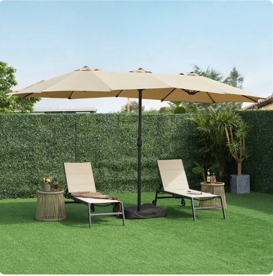 🎯 CLEARANCE: 15ft Double-Sided Solar LED Umbrella for Pool/Patio 🛒